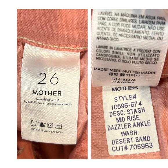 Mother Stash Mid Rise Dazzler Ankle Jean In Desert Sand Size 26 - Picture 7 of 8